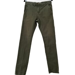 ASSEMBLY LABEL Women's Slim Fit Olive Army Green Chino Pants Zip Fly Jeans 34